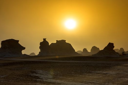 White Desert at Farafra in the Sahara of Egypt. Africa.