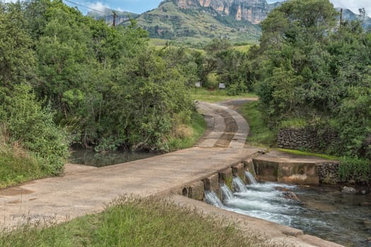 A low water road bridge over the Mahai River in the Drakensberg