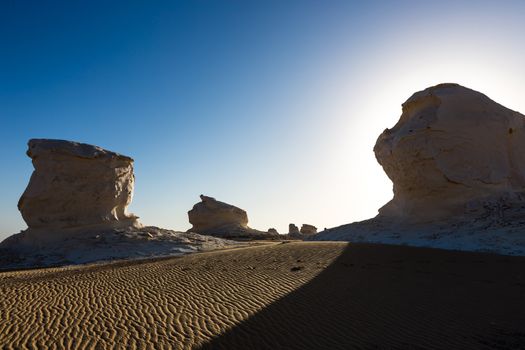 The White Desert at Farafra in the Sahara of Egypt. Africa.