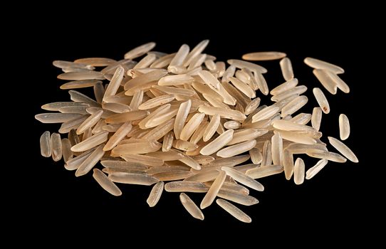 Small pile of long rice on black background