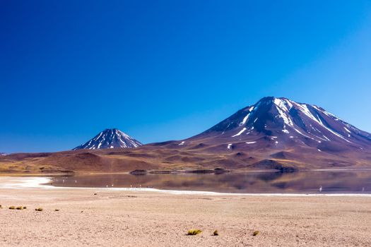 Lagunas Altiplanicas, Miscanti y Miniques, amazing view at Atacama Desert. Chile, South America.