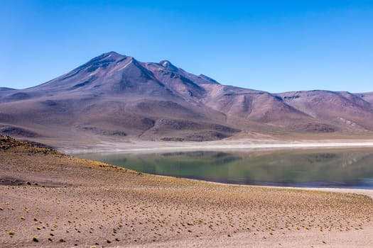 Lagunas Altiplanicas, Miscanti y Miniques, amazing view at Atacama Desert. Chile, South America.