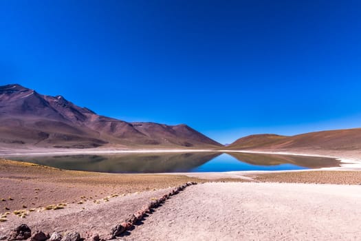 Lagunas Altiplanicas, Miscanti y Miniques, amazing view at Atacama Desert. Chile, South America.