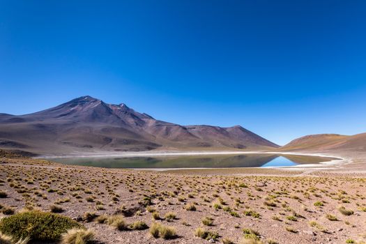 Lagunas Altiplanicas, Miscanti y Miniques, amazing view at Atacama Desert. Chile, South America.