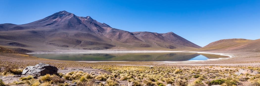 Lagunas Altiplanicas, Miscanti y Miniques, amazing view at Atacama Desert. Chile, South America.