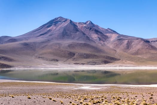 Lagunas Altiplanicas, Miscanti y Miniques, amazing view at Atacama Desert. Chile, South America.