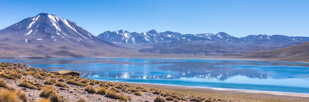 Lagunas Altiplanicas, Miscanti y Miniques, amazing view at Atacama Desert. Chile, South America.