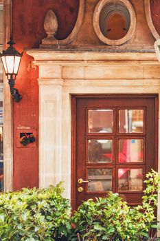 Detail of a historical building in the Old Town in Gdansk, Poland, architecture and design