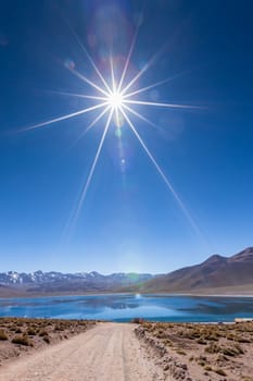 Lagunas Altiplanicas, Miscanti y Miniques, amazing view at Atacama Desert. Chile, South America.