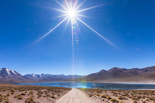 Lagunas Altiplanicas, Miscanti y Miniques, amazing view at Atacama Desert. Chile, South America.