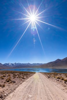 Atacama Desert, Chile. Salar Aguas Calientes. Lake Tuyacto. South America.