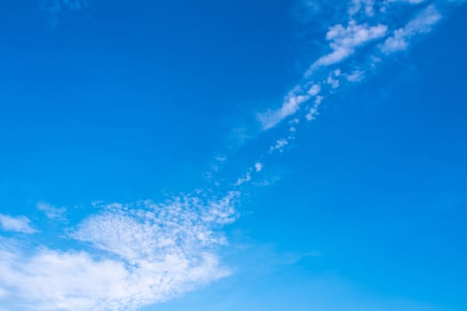 Fluffy clouds in the bright blue sky