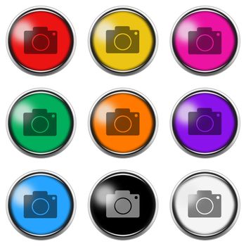 A camera button icon set isolated on white with clipping path