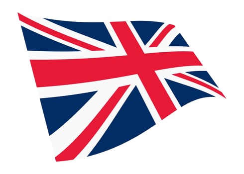 A Great Britain union jack waving flag graphic isolated on white with clipping path
