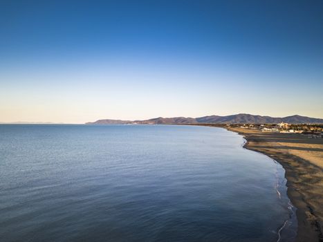 beautiful panorama of Marina of Grosseto in Tuscany, shot taken by drone.