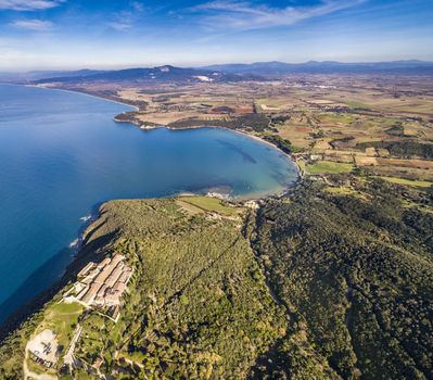 Tuscany, Populonia coastline, view from a drone.