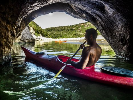 a day in canoa in the Cedrino, river of sardinia.