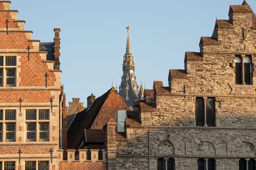 detail of guild houses in Ghent