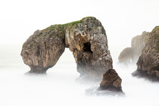 landscape of sea and rocks, Castro de las gaviotas in Asturias