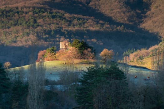 landscape with castle in autumn