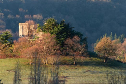 landscape with castle in autumn