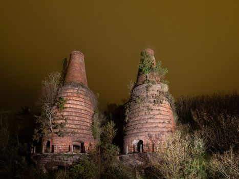 old chimneys of calcination furnaces