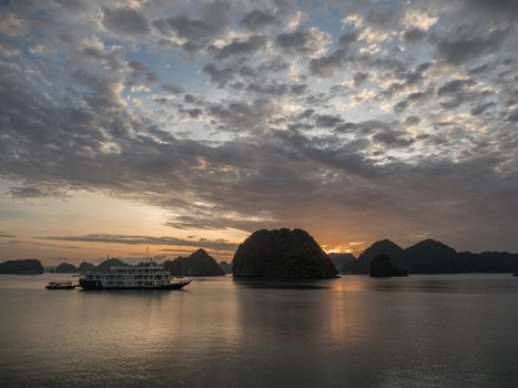 sunrise in halong bay stunning clouds