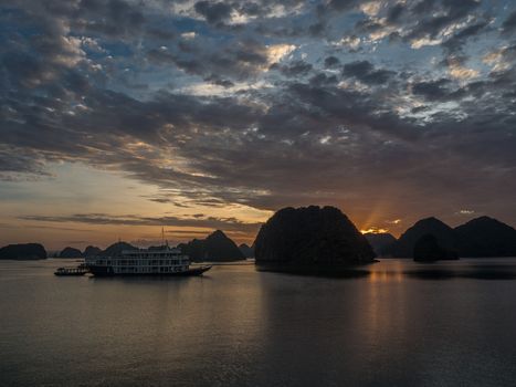 sunrise in halong bay stunning clouds