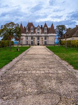 view of the facade of the Castle of Montaigne