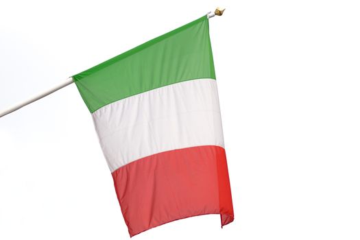 Flag of Italy waving on a white background