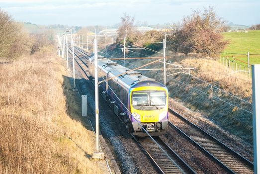 Day view of UK Railroad in England in landscape.