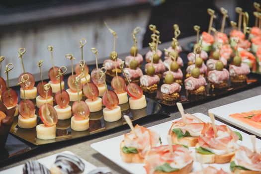Catering food specialties for an event on table
