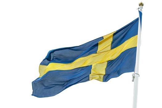 Flag of Sweden waving on a white background