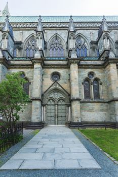 Details of Nidaros Cathedral or Nidarosdome. Religious and architectural landmark in Trondheim, Norway.