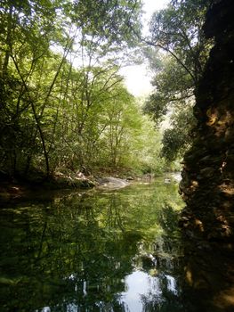 Picturesque view of the Rio Barbaira in Rocchetta Nervina, Imperia - Italy