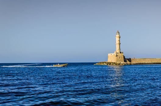 The lighthouse at the entrance to the port.