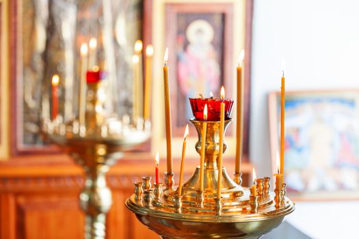 Candleholder. Details in the Orthodox Christian Church. Russia.