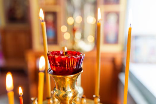 Candleholder. Details in the Orthodox Christian Church. Russia.
