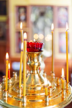 Candleholder. Details in the Orthodox Christian Church. Russia.