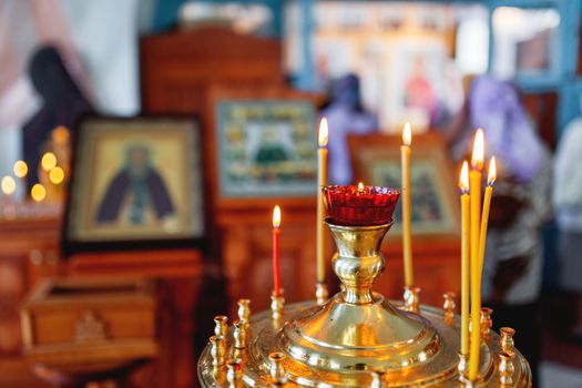 Candleholder. Details in the Orthodox Christian Church. Russia.