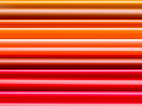 Horizontal row of red and orange watercolor pencils. School supplies background. Kid's stationery. Back to school backdrop with abstract rainbowgradient lines.
