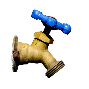Brass water end of line valve isolated on white background