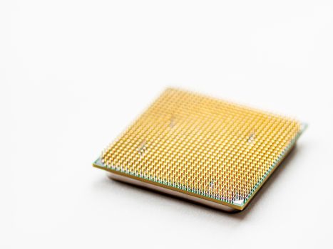 Central Computer Processor. CPU on white background. Technological detail of personal computer.