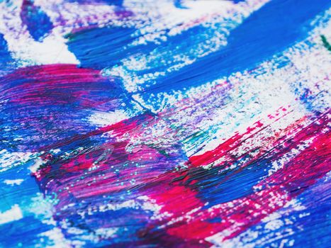 Abstract magenta and blue acrylic stains. Chaotic brush strokes. Textured artistic background.