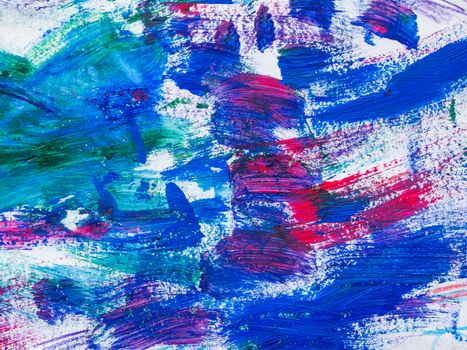 Abstract magenta and blue acrylic stains. Chaotic brush strokes. Textured artistic background.
