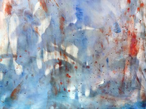 Abstract metal background with scratches and stains. Colorful backdrop with blots and strokes.