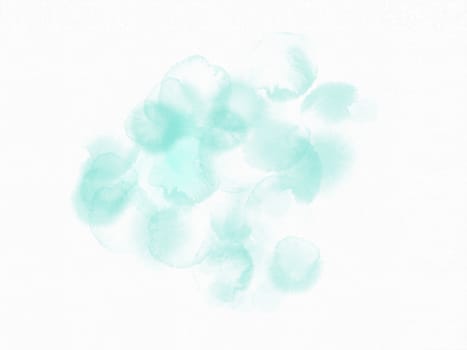 Abstract background with wet cyan splashes.Watercolor style with gentle blots and stains.
