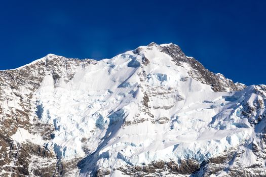 Mount Cook, New Zealand. plane ride to an area completely covered by ice and snow. Oceania.