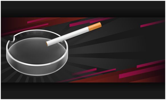 mock up illustration of cigarette and ashtray on abstract background