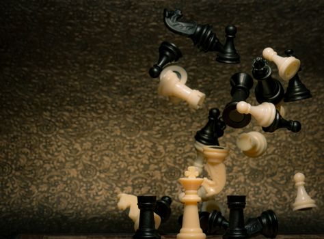 Chess board game. Business strategy management and success concept. Leader with competition and success strategic. Save the king strategy in chess game. Power of king and win game. Pieces of chess.
